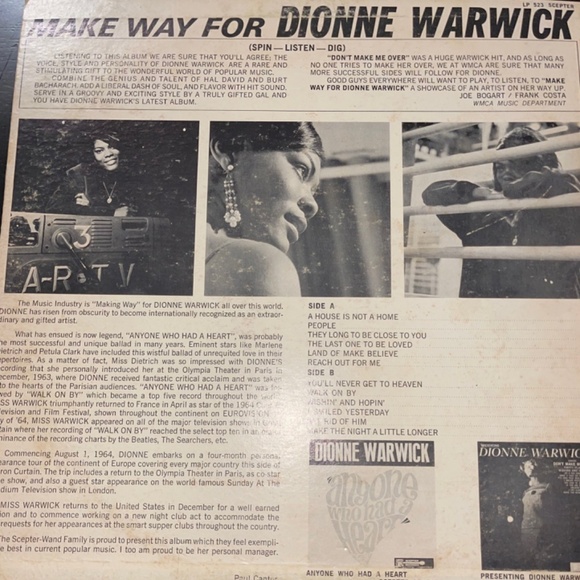 Make Way for Dionne Warwick Scepter Records Vinyl Record - Picture 3 of 9